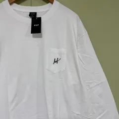 HUF ハフ SCRIPT POCKET L/S TEE ポケット付き ロンT ロングスリーブ カットソー 21FTS80071 ロゴ ワンポイント シンプル WHITE ホワイト 白 XXL 大きめ タグ付き