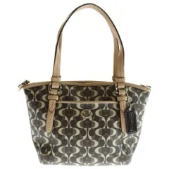 COACH (コーチ) シグネチャー 2WAYハンドバッグ ショルダーバッグ ブラウン×ベージュ シルバー金具 レザー×PVC F26401