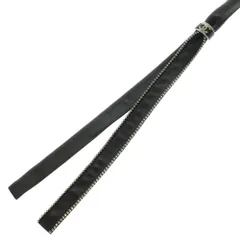 CHANEL (シャネル) 23SS ココマーク ビジュー ラインストン ラムスキン レザー チョーカー ネックレス ナロータイ シルバー金具 ブラック