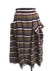 未使用 somari  ソマリ ボーダー フレアスカート タックフレアー  フリーサイズ F ウエストゴム ネイビー  ふんわりレディース  E664L