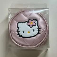 未開封 ハローキティ キルト 円型 ポーチ コインケース 50周年 グッズ 韓国雑貨