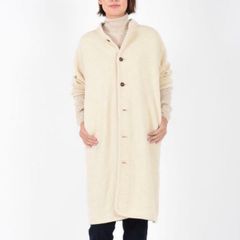 45R フロート縮絨ロングカーディガン ニットコート アイボリー