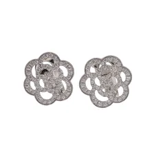 シャネル CHANEL カメリアコレクション J10608 ピアス K18ホワイトゴールド K18 18金 ダイヤモンド レディース 正規修理済み【中古】【Aランク】