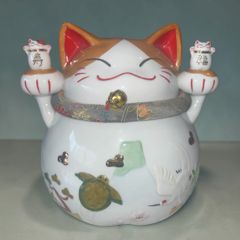 大きい 約18cm 《レア》猫舎道楽堂本舗 招き猫 貯金箱 置物 - メルカリ