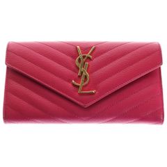 【✨美品✨】サンローラン カサンドラ 長財布 フラップ キルティング レッド ✨美品✨】サンローラン カサンドラ 長財布 フラップ キルティング
