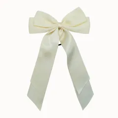 COZENTA リボン ヘアゴム ヘアアクセ 大きめ サテン 結婚式 卒業式 (オフホワイト) [オフホワイト]