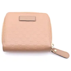 GUCCI (グッチ) マイクロ グッチシマ 二つ折り財布 コンパクトウォレット コインケース ベージュ レザー 449395 ゴールド金具
