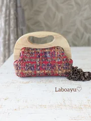 woodなハンドルバッグ〈インポートツイード風ジャガードRed〉