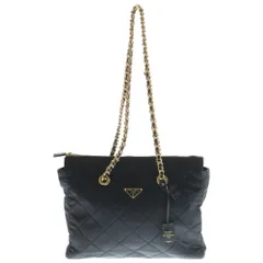 PRADA (プラダ) キルティング チェーントートバッグ 2WAYバッグ ハンドバッグ ショルダーバッグ ブラック ナイロン 1BG551 ゴールド金具