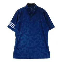 サイズ：L ADIDAS GOLF アディダスゴルフ GM3664 半袖ポロシャツ ボタンダウン 総柄 ネイビー系 [240101638990] ゴルフウェア メンズ ストスト
