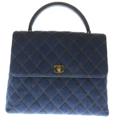CHANEL (シャネル) マトラッセ トップハンドル ハンドバッグ デニム インディゴブルー ゴールド金具のサムネイル