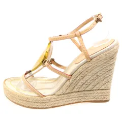 LOUIS VUITTON (ルイヴィトン) クルーズライン ウェッジソール ヒール エスパドリーユ ストラップサンダル シューズ ベージュ/イエロー レディース