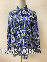 TRANS WORK × Michele BINDA ブルー系花柄ブラウス サイズ38のサムネイル