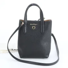 極美品 サルヴァトーレフェラガモ ガンチーニ レザー 2WAY ショルダーバッグ 斜め掛け ハンド 本革 ブラック レディース RRM DQ7-1【中古】