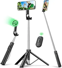 MACOO 自撮り棒 magsafe全方位360°回転・超強磁力スマホスタンド 三脚 磁気リング付き じどり棒 iphone＆android対応 携帯スタンド 折りたたみ式 (ブラック)