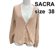 ◇ サクラ SACRA カーディガン トップス 長袖 後ろリボン ハイゲージニット ベージュ コットン シルク 38 M 9号 レディース Z6B322のサムネイル