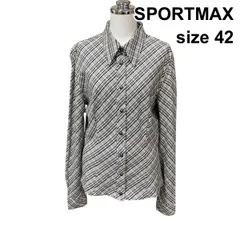 ◇ スポーツマックス SPORTMAX シャツ ブラウス 長袖 前開きシャツ 白 黒 水色 コットン 42 L～XL 13号 レディース Z6B202のサムネイル