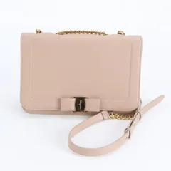 極美品 サルヴァトーレフェラガモ ヴァラリボン チェーン G878 レザー 2WAY ショルダーバッグ 斜め掛け レディース RWM DQ32-1【中古】