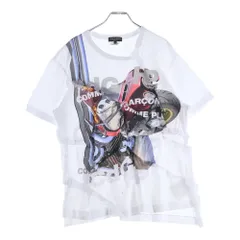 COMME des GARCONS HOMME PLUS (コムデギャルソンオムプリュス) 21SS グラフィックプリント 変形デザイン クルーネック 半袖Tシャツ カットソー ホワイト PG-T003 AD2020
