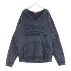 DIESEL (ディーゼル) 24AW S-BOXT-HOOD-RAW ウォッシュド加工スウェットプルオーバーパーカー グレー A14861