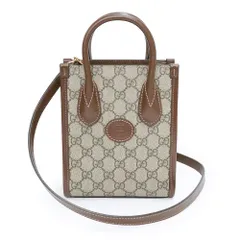 グッチ 671623 ミニ トート GGスプリームキャンバス レザー ベージュ ブラウン ショルダー ハンドバッグ 2WAY 斜め掛け ゴールド金具 GUCCI（未使用　展示品）