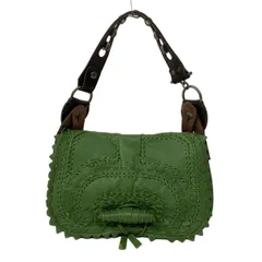 JAMIN PUECH(ジャマンピエッシェ) ハンドバッグ - グリーン×ダークブラウン レザー