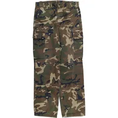 古着 迷彩柄 ウッドランドカモ リップストップ ミリタリー カーゴパンツ コンバットパンツ メンズw34相当/eaa619817