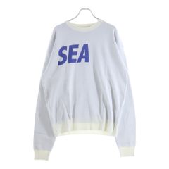 WIND AND SEA ウィンダンシー 23SS SILK_BLEND KNIT ロゴジャガード シルクブレンド ニット セーター ホワイト/ブルー WDS-O-SEA-23-Q3-KN-01 WIND AND SEA (ウィンダンシー) 23SS SILK_BLEND KNIT ロゴジャガード