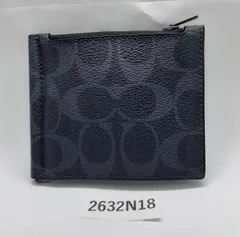 美品【2632N18】COACH コーチ 財布 マネー クリップ ジップ ウォレット シグネチャー キャンバス 中古
