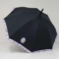 パゴダ傘 ANNA SUI アナスイ USED品 ディズニー 不思議の国のアリス フリル ブラック×パープル 長傘 58cm S3593 
