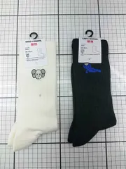 ◇ Θ カウズ×ウォーホル ユニクロ UNIQLO コラボ ソックス 25-27cm ブラック系 メンズ E  【1602190005873】