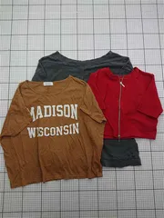 ◇ Θ ローリーズファーム LOWRYS FARM ジップアップ半袖カーディガン レッド系 レディース E  【1602190009819】