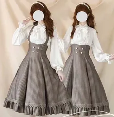 クラシカル ロリータ ジャンパースカート ホルターネック ワンピース ブラウス ハイウエスト フレア レース フリル 上品 ガーリー お嬢様 コーデ レトロ 英国風 ゴシック ロリィタ 可愛い フランス お茶会 レディース クラロリ 甘ロリ 姫系 大人可愛い