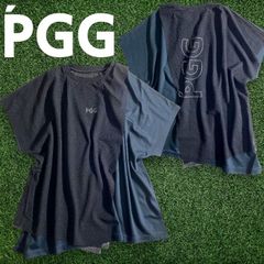 PGG by PEARLY GATES パーリーゲイツ ゴルフ 日本製 メッシュ レイヤードデザイン バックロゴ ストレッチ クルーネック 半袖 Tシャツ カットソー レディース 269-2263602 定価1.8万 ネイビーブラック▲021▼50801w02