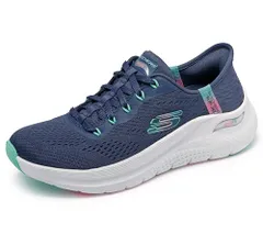 新品 Skechers レディース ハンズフリー スリップイン アーチフィット 2.0-イージーシック ネイビーターコイズ。 24.5 cm