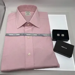 BrooksBrothers ブルックスブラザーズ 長袖シャツ Yシャツ 服 小物 ドット柄 ピンクCOMME CA ISM コムサイズム カフスボタン 2点セット（ME70-3807)