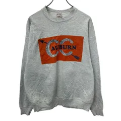 90s USA製 FRUIT OF THE LOOM プリントスウェット トレーナー グレー XL フルーツオブザルーム プルオーバー 90年代 秋物 a803-5722