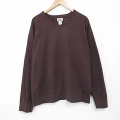 L/古着 エルエルビーン 長袖 セーター メンズ 00年代 00s 無地 カシミア ラグラン Vネック 茶 26jan24