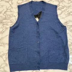 ランバン LANVIN 猫デザイン ニットベスト カシミヤ混 ブルー系 レディース