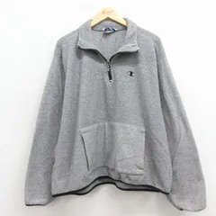 XL/古着 チャンピオン champion 長袖 ハーフジップ フリース ジャケット メンズ 90年代 90s ワンポイントロゴ USA製 グレー 26jan23