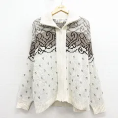 XL/古着 ロンドンフォグ 長袖 フルジップ ニット カーディガン メンズ 90年代 90s アクリル USA製 薄ベージュ【spe】 26jan23