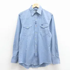 M/古着 ラングラー 長袖 ウエスタン シャツ メンズ 90年代 90s 薄紺 26jan24