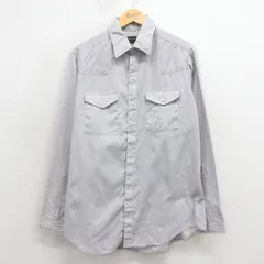 L/古着 長袖 ウエスタン シャツ メンズ 90年代 90s 無地 USA製 グレー 26jan24