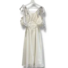 SNIDEL スナイデル リボンショルダーウエストリブワンピース 定価¥23.870 ガーリー 明るめ 上品 白 サイズ1 レディース 夏 ゴーゴー古着マルイ草加店3557