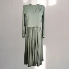 昭和レトロ レトロワンピース ドット プリーツ ロング 日本製 ヴィンテージ
