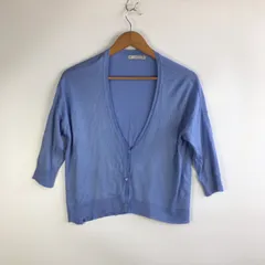 ZARA KNIT 薄手 Vネックニットカーディガン レディース L ブルー 3191202603090005