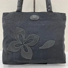476　IBIZA　イビザ　イビサ　ハンドバッグ　ブラック　黒　ナイロン　レザー　花　フラワーモチーフ　レディース　シンプル　きれいめ
