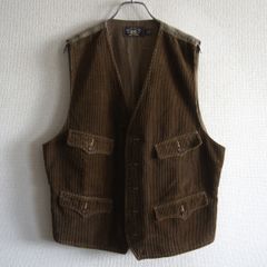 RRL コーデュロイ ワークベスト ブラウン L ヴィンテージ 希少 90s RRL コーデュロイベスト XL ジレ ブラウン 三ツ星タグ - メルカリ