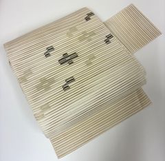 【名古屋帯】夏帯　絽綴れ　正絹　松葉仕立て　茶色　横縞　銀糸と金糸　盛夏　薄物 名古屋帯】夏帯 絽綴れ 正絹 松葉仕立て 茶色 横縞 銀糸と金糸 盛夏