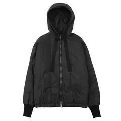 【美品】PRADA プラダ パテッドジャケット サイズ 38 レディース 2021年モデル フーディー ロングリブカフス シグネチャー トライアングル ロゴ プレート 軽量 アウター ブラック 黒 カンボジア製のサムネイル